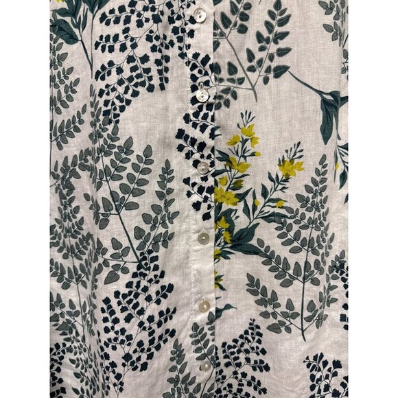 Cynthia Rowley Women's Shirt 100% Linen Floral Roll Tab Sleeve Button Size 1X - Picture 5 of 10